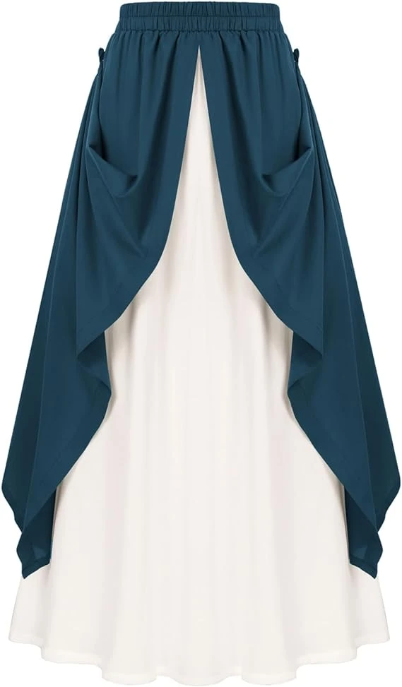 SCARLET DARKNESS Jupe longue Renaissance pour femme, élastique, taille haute, jupe médiévale