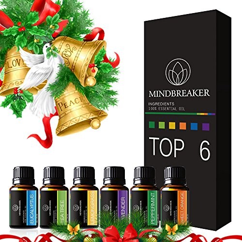 Huile essentielle aromathérapie Ensemble Comprend Top 6 Ensemble cadeau : Lavande, Orange douce, Menthe poivrée, arbre à thé, Citronnelle, Eucalyptus-100% pure