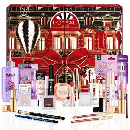 L'Oréal Paris - Calendrier de l'Avent 2023 24 jours - Coffret Cadeau Femme Noël - Grand Format - Maquillage, Soin Visage, Produit pour Cheveux