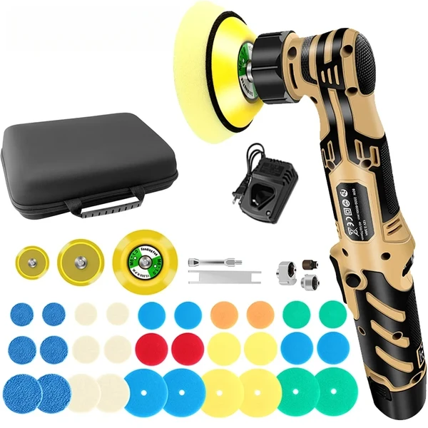 Cordless Mini Car Polisher 110-240V 12V Micro Cordless Scratches Killer DA/RO Car Polisher 6 Speed 1/2/3inch 30 Pads