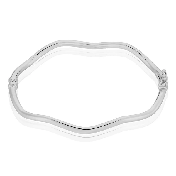 Bracelet Jonc Jennie Ondule Or Blanc