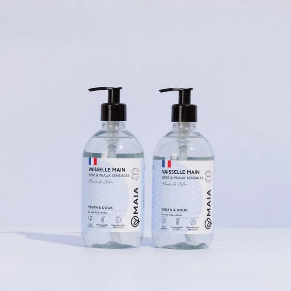 Liquide Vaisselle Mains Bébés & Peaux Sensibles - Fleurs de Coton