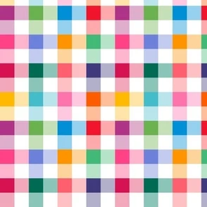 Gingham Check Rainbow medium Fabric | Spoonflower