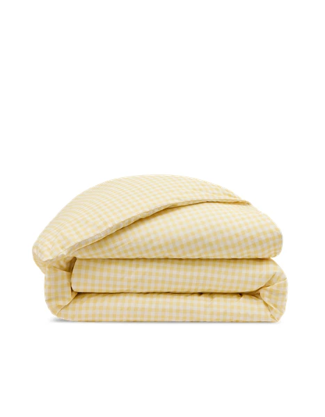 Housse de couette Percale de coton 120 fils - Vichy Rétro Jaune