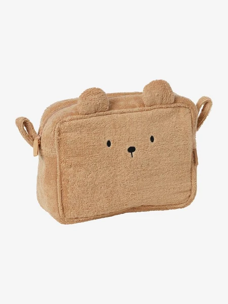 Trousse de toilette Ourson en éponge caramel - Vertbaudet