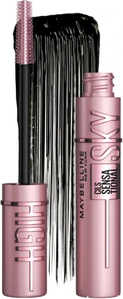 Maybelline New York - Mascara Volume Intense et Longueur Illimitée - Formule Enrichie en Extraits de Bambous et de Fibres - Sky High - Teinte : Very Black - 7,2 ml