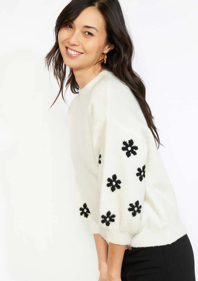 Pull fleurs jacquard