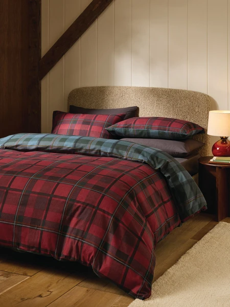 Brushed Cotton Reversible Duvet Cover and Pillowcase Set