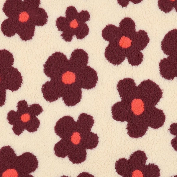 Ourson Fleurs | Poppy Fabrics – noix de cajou/rouge bordeaux - Idéal pour Décoration pour enfants