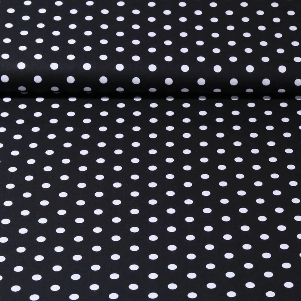 Popeline de coton Benno - Pois XL Noir Blanc