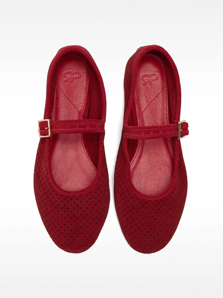 Ballerines en cuir avec bride et boucle Marron Clair | Parfois France