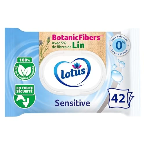 Lotus Papier Toilette Humide Sensitive - Sans colorant, ni parfum - Fibres FSC 100 % d’origine naturelle - 42 feuilles (lot de 1)