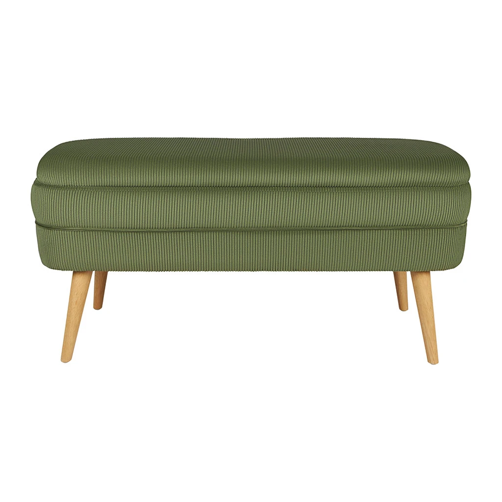 Banc coffre en velours côtelé kaki - Eleonor