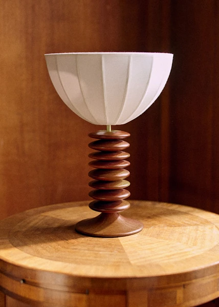Lampe Tango - Acajou - Abat-jour Tango - Coton écru - Bois - Sézane