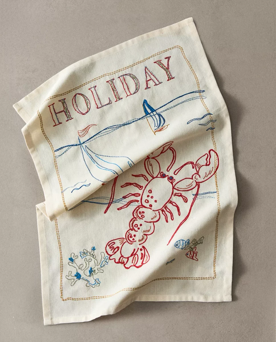  TORCHON DE CUISINE BRODERIE VACANCES