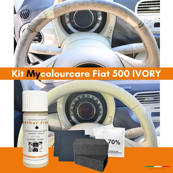 Kit Renouvellement Couleur Volant Cuir Ivoire Fiat 500 Retouche Intérieur Cabriolet