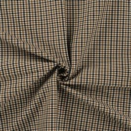 Tissu bengaline viscose super stretch imprimé petits carreaux marron