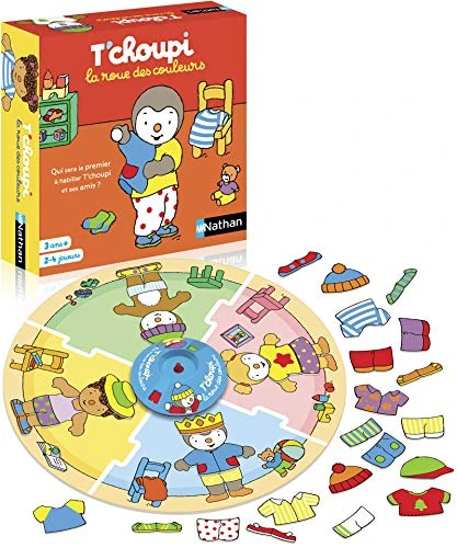 Nathan - La Roue des Couleurs - Jeu Coopératif - Habille T'choupi et Ses Amis - A Jouer en Famille ou entre Amis - Se Joue de 2 à 4 Joueurs - Pour Enfants à partir de 3 ans