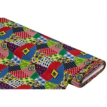 Tissu polyester 'rapiéçage', multicolore
