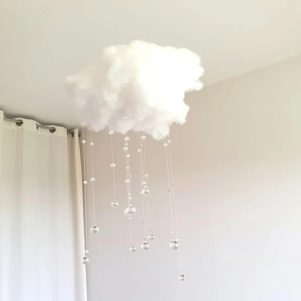 CLOUD Mobile nuage avec cristaux attrape soleil - Décoration féérique de chambre ou séjour - Décor Céleste
