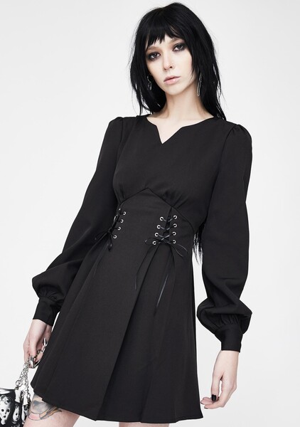 High Waist Lace Up Dress