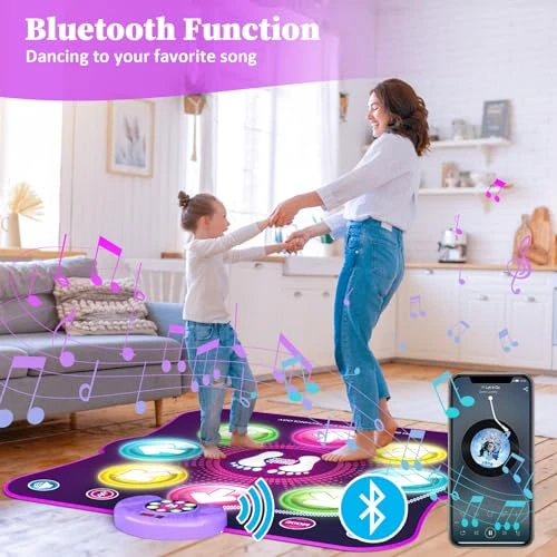 Tapis de Danse pour Enfants, 8 Flèches de Lumière LED Musique Pad de Danse Musical avec Bluetooth, 6 Modes de Jeu, Batterie, Jouet Cadeau d'anniversaire de Noël pour Garçons Filles de 3 à 12 Ans