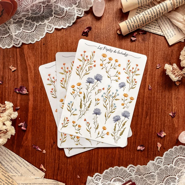 Grande planche de stickers Fleurs des champs
