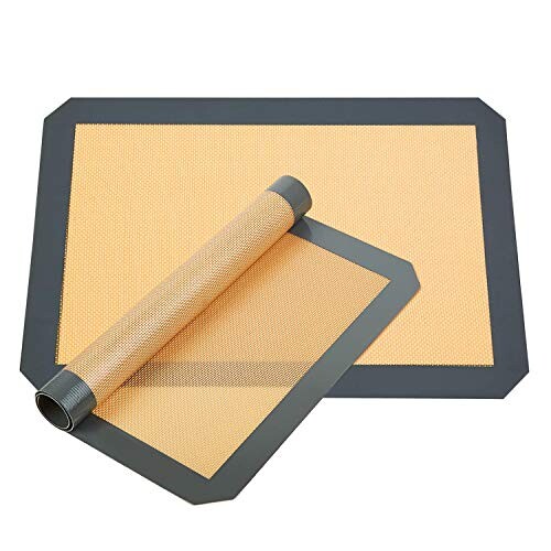 Haquno Lot de 2 Tapis de Cuisson en Silicone antidérapant Lavable réutilisable résistant à la Chaleur sans BPA Grise