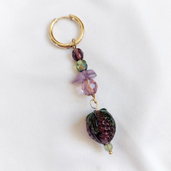 Monoboucle/ Boucle d'oreilles upcyclée unique "Terra"