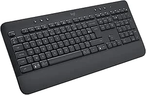 Logitech Signature K650, Clavier sans fil Ergonomique Entier avec Repose-Poignets, BLE Bluetooth, USB Logi Bolt, Touches Silencieuses Pavé Numérique, Compatible PC/Windows/Mac, AZERTY Français - Gris