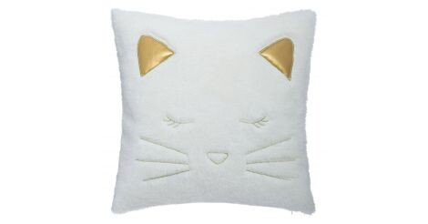 Coussin Déhoussable Enfant "Chat" 40x40cm Blanc