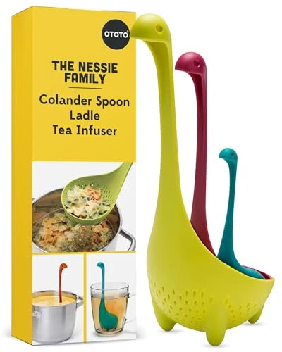 OTOTO Nessie louche dinosaure - infuseur à thé, louche à soupe et passoire - accessoires de cuisine, cadeaux de cuisine, gadgets de cuisine amusants