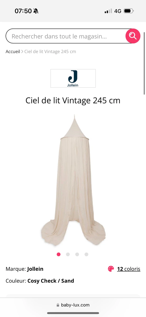 Ciel de lit Vintage 245 cm