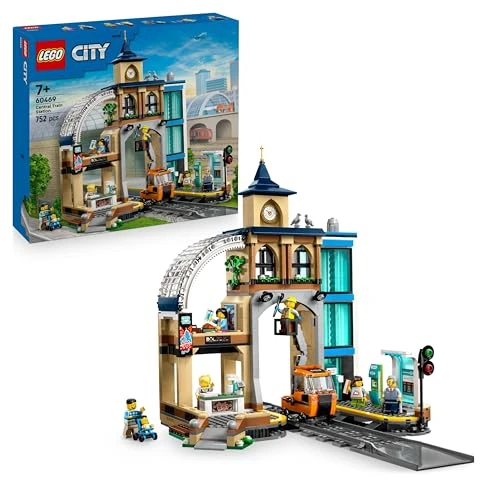 LEGO City La Gare Centrale - Jeu de Construction avec Autorail de Maintenance, Ascenseur Fonctionnel, 2 Quais &amp; 1 Rail - 6 Minifigurines - Cadeau Original pour Garçon ou Fille dès 7 Ans 60469