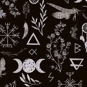 10.5” Moon magic - white on black Fabric | Spoonflower