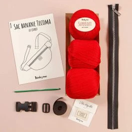 Kit DIY crochet facile - Sac banane Tecoma rouge