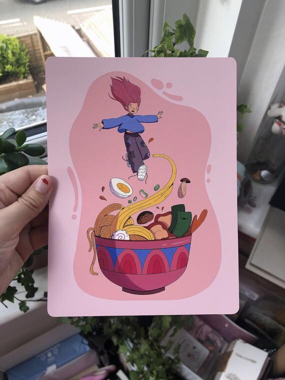 Anime Art Print - Kawaii Art Print - Cute Wall Art - Digital Art Print - Ramen Art Print