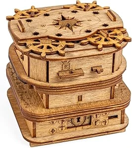 iDventure Cluebox - Davy Jones Locker - Escape Room Game - Delicate 3D Wooden Puzzle - Unique Button Games - Escape Box Games for Adults and Puzzle Box for Kids : Amazon.com.be: Toys