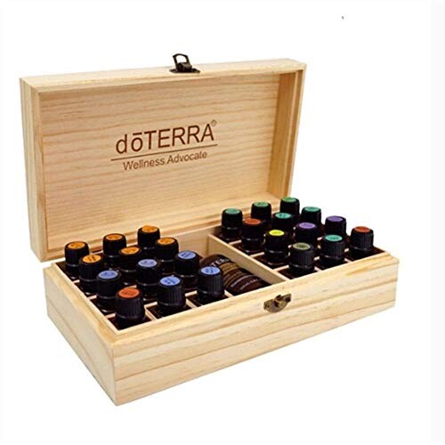 Smallpocket 25 Trous Boîte D’Huile Essentielle en Bois, Boîte Huile Essentielle AromathÉRapie Essential Oil Storage Box,Boite Rangement en Bois, Box for Oil,avec Une CapacitÉ De 5 ML, 10 ML, 15 ML