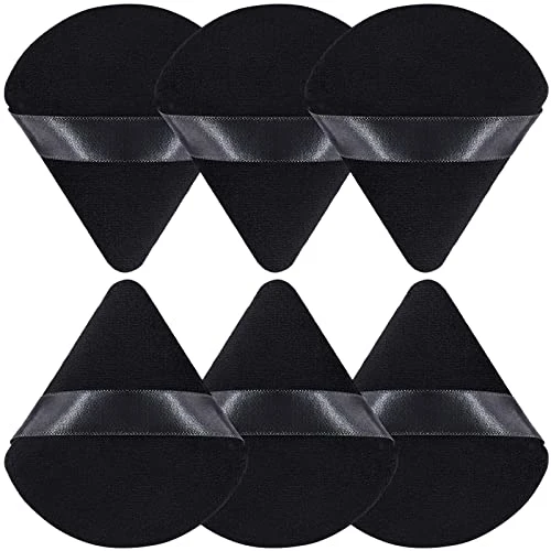 BEAKEY Triangle Houpette Libre Et Cosmétique Liquide, Éponge Poudre Douce En Peluche, Outil De houpette maquillage Fond De Teint (6 Pièces Noir)