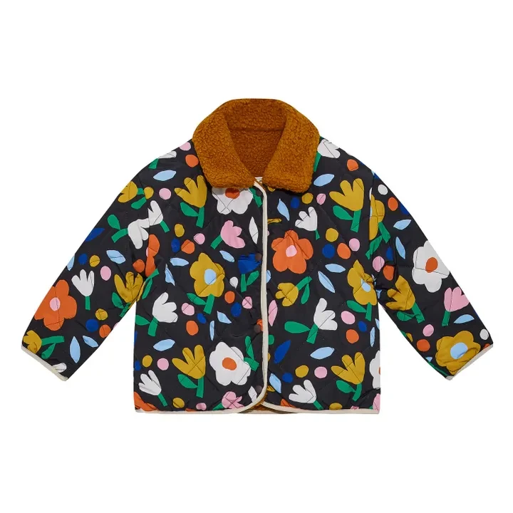 Petit Stella - Veste Réversible Façon Sherpa Fleurie - Noir | Smallable