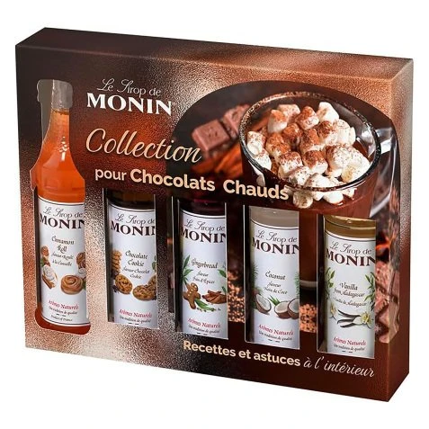 Sirops Monin Coffret collection pour Chocolats chauds et boissons gourmandes- 5 x 5 cl sur bruneau.fr