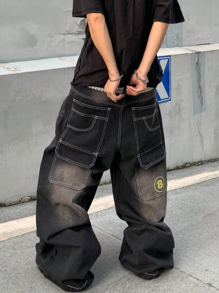 ROMWE MEN Street Life Jeans vintage lavés amples et larges pour hommes | Mode en ligne | SHEIN FRANCE