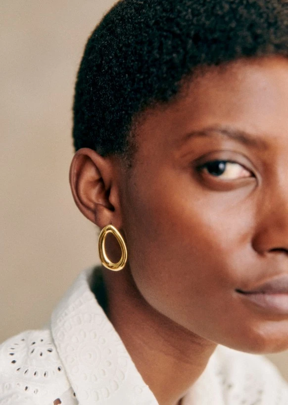 Boucles d'oreilles Lou - Doré - Laiton majoritairement recyclé - Sézane