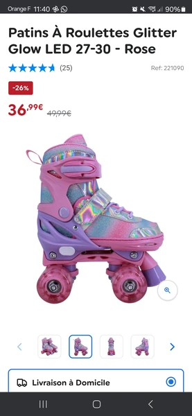 Patins À Roulettes Glitter Glow LED 27-30