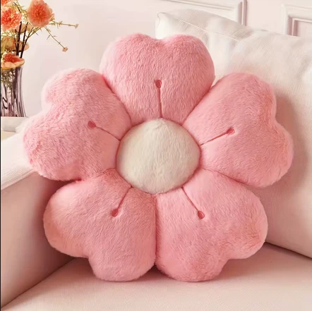 Oreiller en peluche douce à fleurs de marguerite, coussin décoratif confortable pour lit et canapé, blanc/rose, adorable design floral