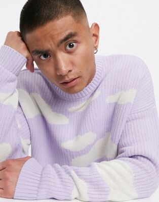 ASOS DESIGN - Pull oversize en maille avec motif nuage - Lilas | ASOS