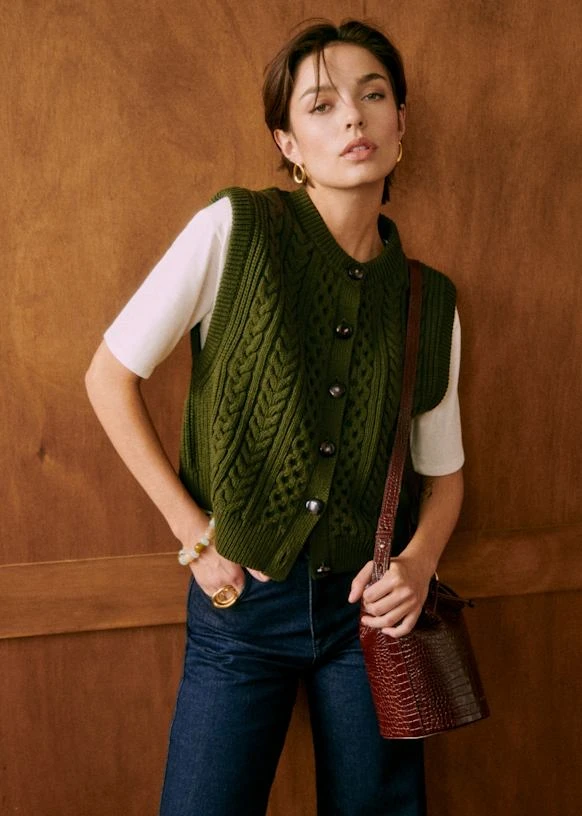 Gilet Roxane - Vert Parfait - Laine - Sézane