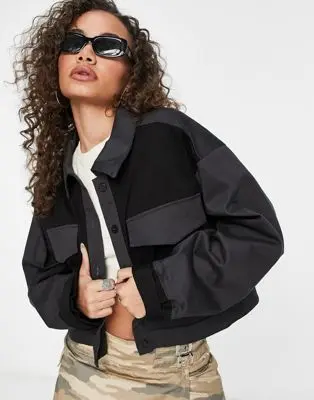 Sixth June - Veste courte en jean coupe carrée - Noir | ASOS | Votre wishlist sur Listy