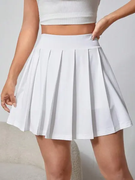 SHEIN PETITE Jupe-short Unicolore PlissÃ©